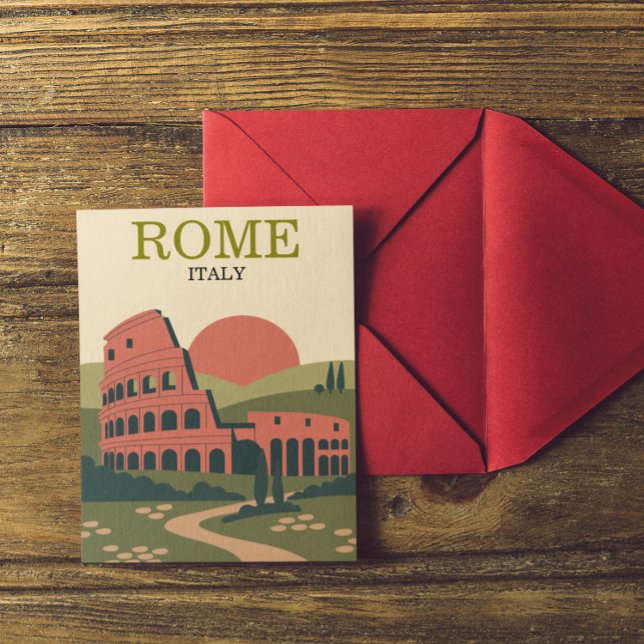 Cartão Postal Minimalist Rome Italy Colosseum Illustration (Minimalist Rome Italy Colosseum Illustration Postcard)