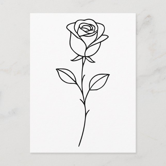 Cartão Postal Minimalist Rose Botanical Line Art (Frente)