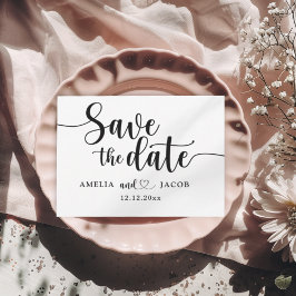 Cartão Postal Minimalist Save the Date Black & White Postcard