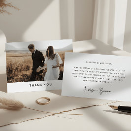 Cartão Postal Minimalist Simple Script with Heart Wedding Photo