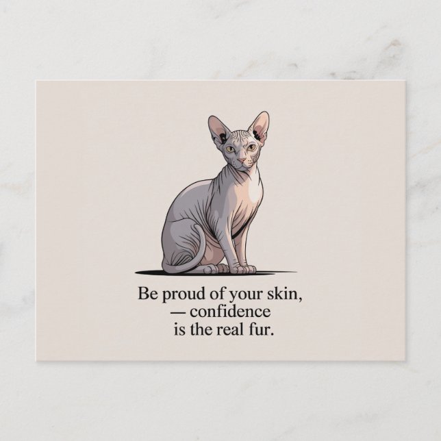 Cartão Postal Minimalist Sphynx Cat Inspirational Art (Frente)