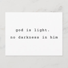 Cartão Postal Minimalist Typographic God is Light Postcard