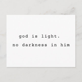 Cartão Postal Minimalist Typographic God is Light Postcard