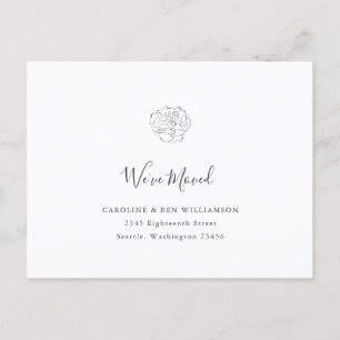 Cartão Postal Minimalista Boho Floral Mudamos de Endereço Branco