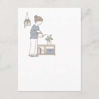 Cartão Postal Minimalista Cinza Azul de Cuidados c
