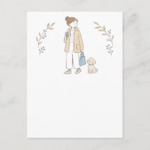 Cartão Postal Minimalista de Caminhada de Cachorro