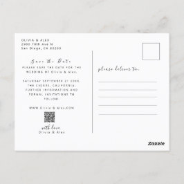 Cartão Postal Minimalista e Chic | Foto de Casamento Save The Da
