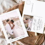 Cartão Postal Minimalista Guardar a Foto do Script do Cartão-Pos<br><div class="desc">Casamento Salve os Cartões de Data que têm uma foto na frente. Os Cartões salve a data contêm uma moderna tipografia cursiva escrita escrita escrita escrita escrita escrita escrita escrita que é elegante,  simples e moderna a ser usada depois da simples celebração do dia de casamento minimalista.</div>