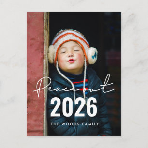 Cartão Postal Minimalista simples Paz até 2026 Foto de Ano Novo
