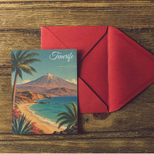 Cartão Postal Minimalista Tenerife Monte Teide Viagem Vintage