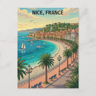 Cartão Postal Minimalista Vintage Nice Costa da França