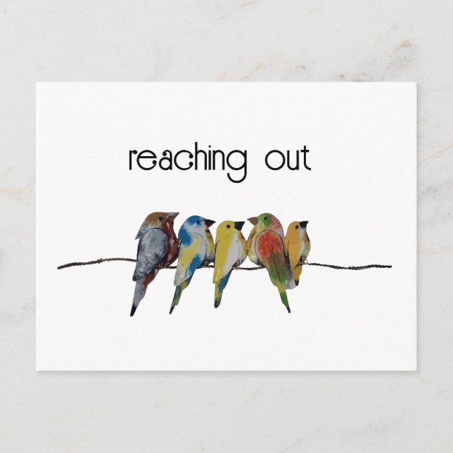 Cartão Postal Mínimo | Alcançar | Pássaros com fio (Frente)