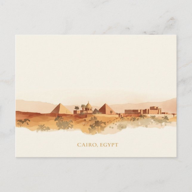 Cartão Postal Mínimo Boho Cairo Egito Viagem (Frente)