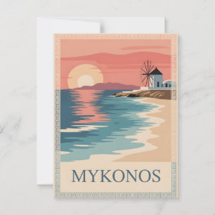 Cartão Postal Mínimo de colheita do Mykonos
