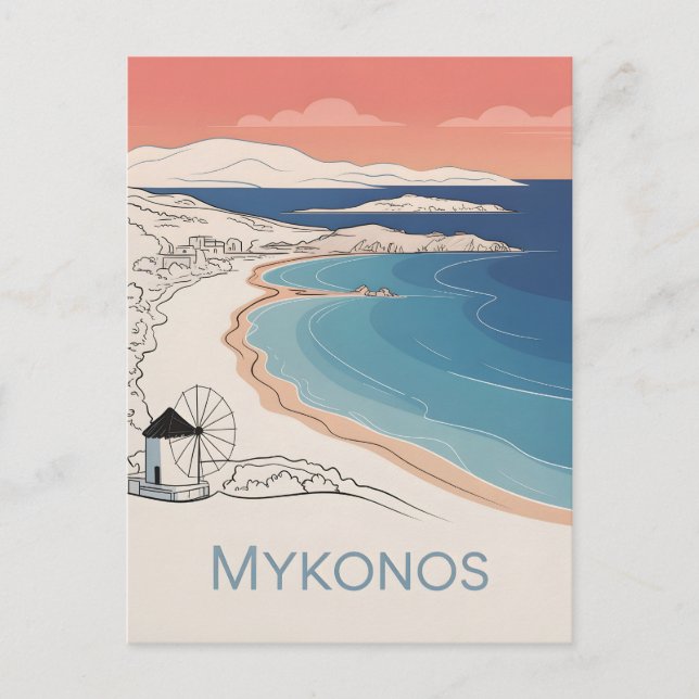 Cartão Postal Mínimo de Imagem do Mykonos (Frente)