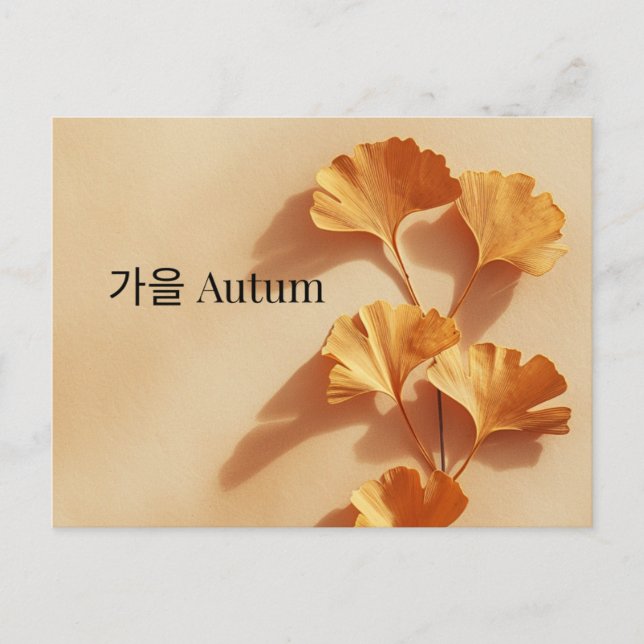 Cartão Postal Mínimo de Outono com Ginkgo Coreano  (Frente)