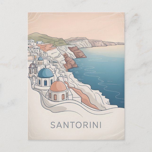 Cartão Postal Mínimo de safagem de Santorini (Frente)