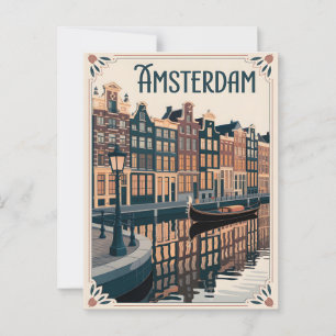 Cartão Postal Mínimo de vintagem de Amsterdã