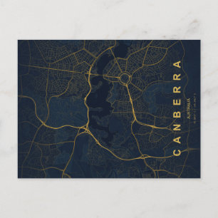Cartão Postal Mínimo do Mapa da Austrália Canberra