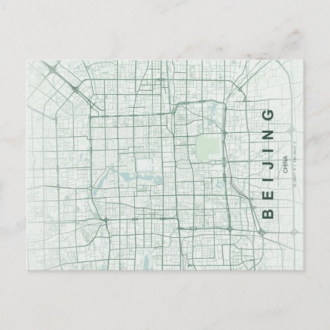 Cartão Postal Mínimo do Mapa da China Pequim (Frente)