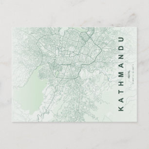 Cartão Postal Mínimo do Mapa da Cidade de Catmandu