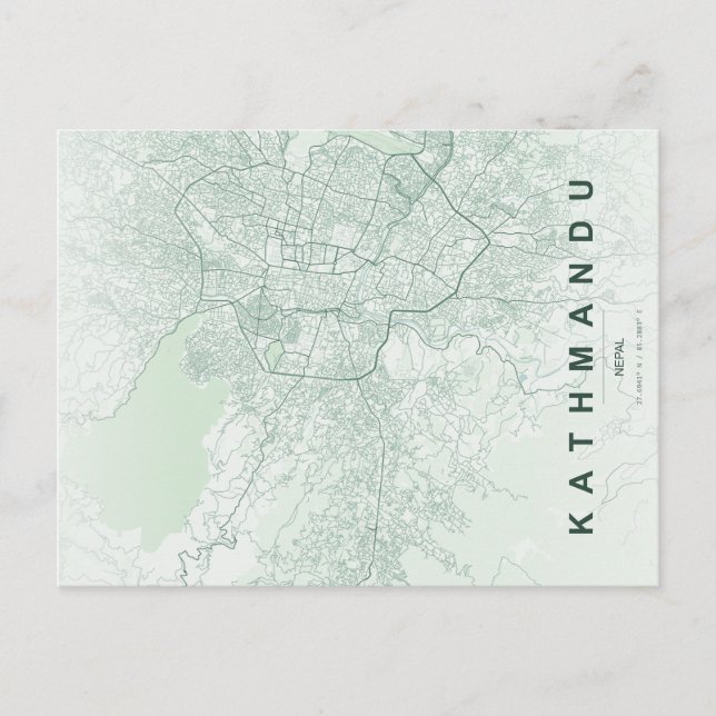 Cartão Postal Mínimo do Mapa da Cidade de Catmandu (Frente)