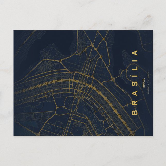 Cartão Postal Mínimo do Mapa de Brasília Brasil (Frente)