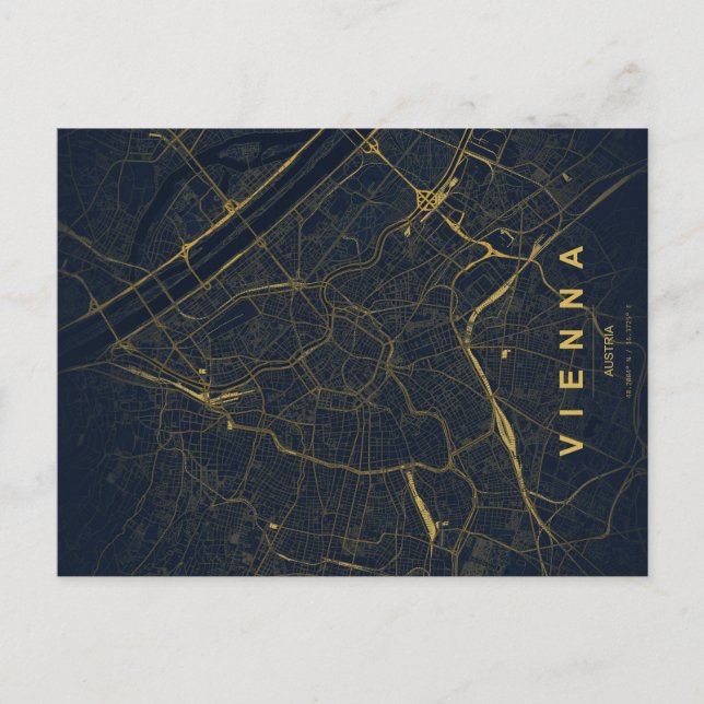 Cartão Postal Mínimo do Mapa de Viena Áustria (Frente)