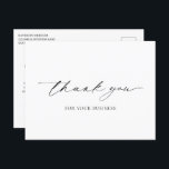 Cartão Postal Mínimo e Simples negócios modernos agradecidos<br><div class="desc">Obrigado de negócios clássico que você faz o cartão postal com um design preto e branco simples e mínimo com uma combinação de fontes serif tradicionais e um script elegante. O verso tem sua mensagem personalizada. Este obrigado moderno que você faz é excelente para qualquer tipo de negócio, grande ou...</div>