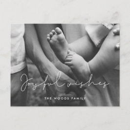 Cartão Postal Mínimo escrito Joyful deseja foto de Feriado