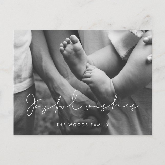 Cartão Postal Mínimo escrito Joyful deseja foto de Feriado (Frente)