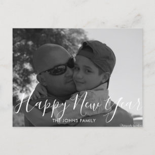 Cartão Postal Mínimo Feliz Ano Novo 2023 Foto Preto e Branco