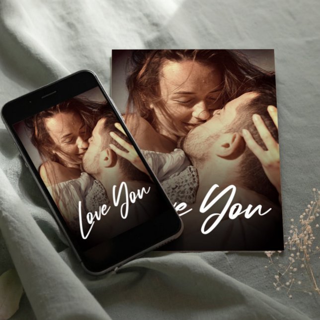Cartão Postal Mínimo Moderno Eu Amo Você Foto Substituir Inserir (Minimal Modern I Love You Photo Replace Insert Postcard)