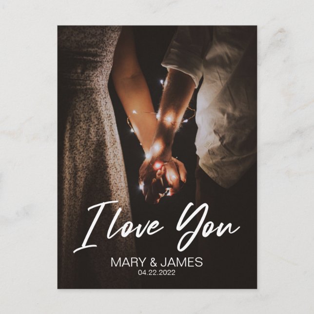 Cartão Postal Mínimo Moderno Eu te amo inserção de fotos (Frente)