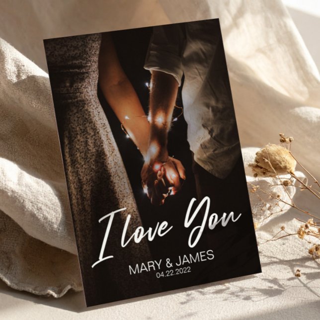 Cartão Postal Mínimo Moderno Eu te amo inserção de fotos (Minimal Modern I Love You Photo Insert Postcard)