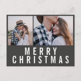 Cartão Postal Mínimo moderno natal branco preto multifoto