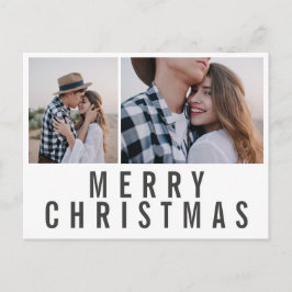 Cartão Postal Mínimo moderno natal branco preto multifoto