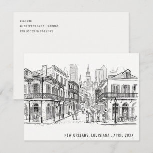 Cartão Postal Mínimo New Orleans Louisiana Esboço Viagem
