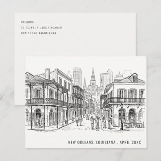 Cartão Postal Mínimo New Orleans Louisiana Esboço Viagem