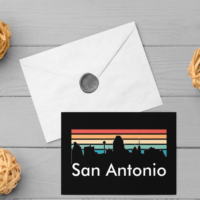 Cartão Postal Mínimo San Antonio Vintage Sunset Skyline (san antonio texas skyline postcard)