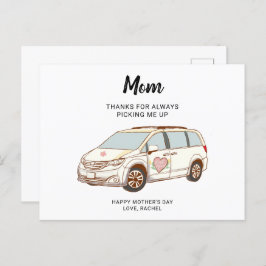 Cartão Postal Minivan Mãe Dia de as mães Bonita Melhor Mãe