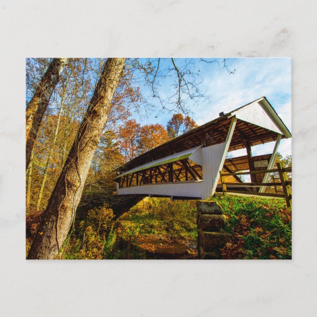 Cartão Postal Mink Hollow Covered Bridge, Lancaster, Ohio (Frente)
