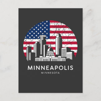Cartão Postal Minneapolis City Minnesota Flag