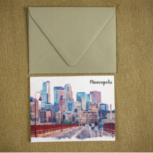 Cartão Postal Minneapolis Minnesota Skyline City View