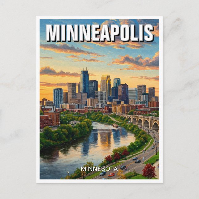 Cartão Postal Minneapolis Minnesota Viagem (Frente)