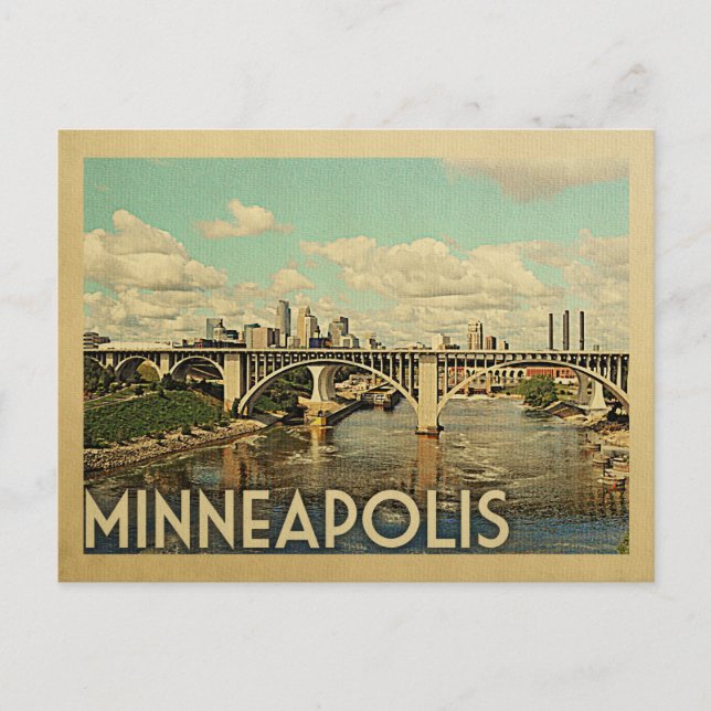 Cartão Postal Minneapolis Postcard Viagens vintage Minnesota (Frente)
