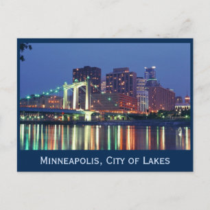 Cartão Postal Minneapolis Skyline à noite
