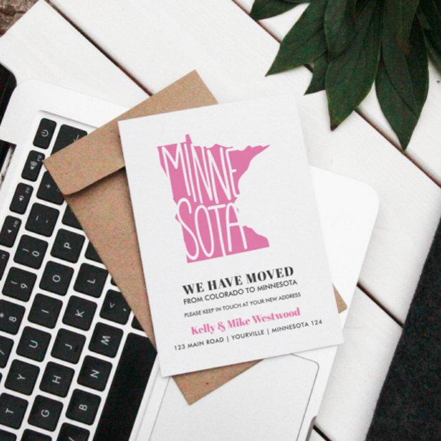 Cartão Postal MINNESOTA Mudamos o novo endereço Novo lar (Minnesota state moving announcement)