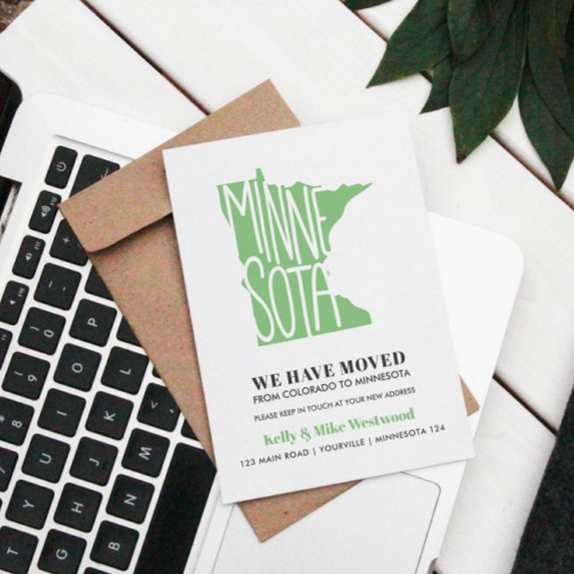 Cartão Postal MINNESOTA Mudamos o novo endereço Novo lar (relocation announcement update your records with new address Minnesota moving)