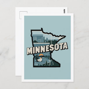 Cartão Postal Minnesota Retro Viagem Design Iconic Estados Unido